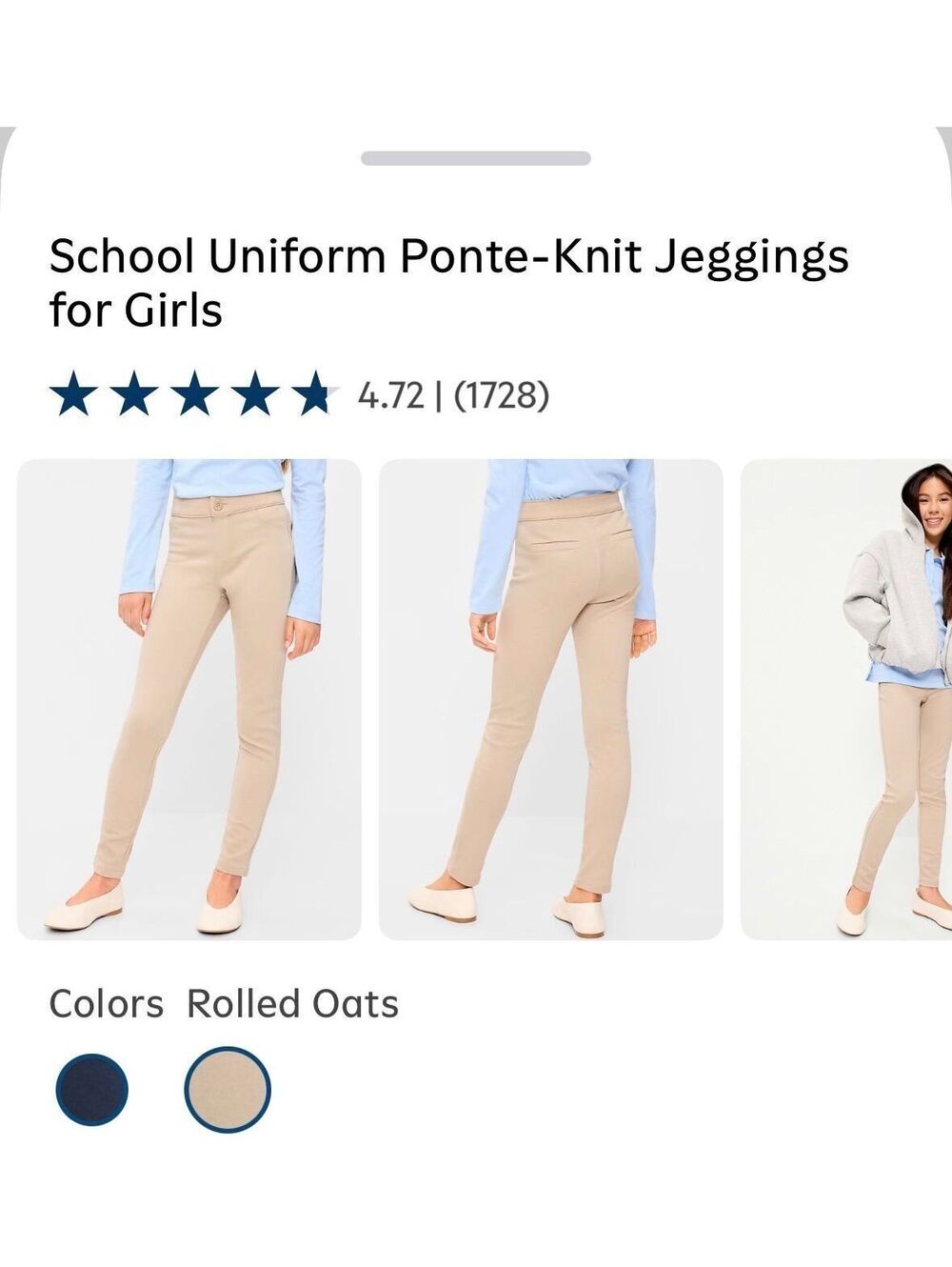 School Uniform Ponte-Knit Jeggings for Girls